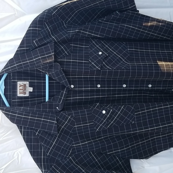 Ely Cattleman Black Plaid Shirt XL  17.5 - Picture 1 of 5